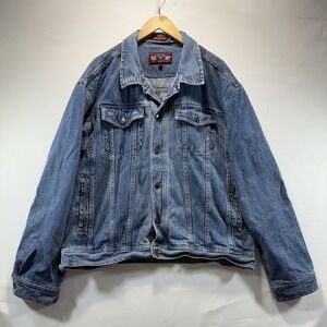 DG Denim Gear Blue Jean Trucker Jacket Size XXL Mens Classic Button Front